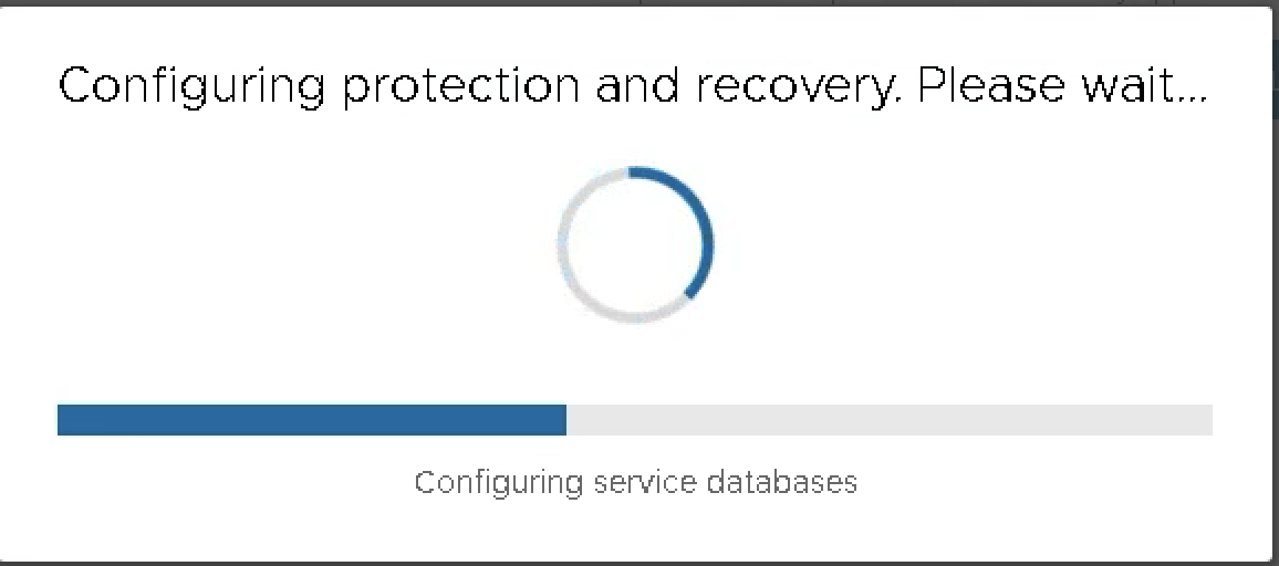 Configuring service databases — progress bar